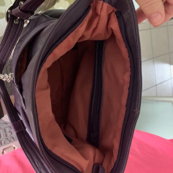 Stone Mountain GENUINE Deep Purple Leather Shoulder Bag NWT - Picture 10 of 15
